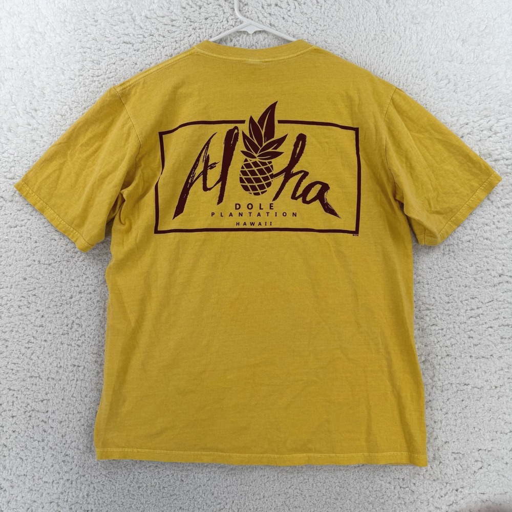 Crazy Shirts Mens Medium Yellow Aloha Dole Plantation Pineapple T-Shirt NWT